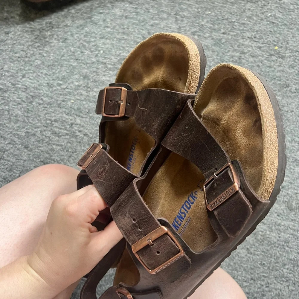 Birkenstock Brown Three-Strap Adjustable Leather Sandal - Picture 5 of 7